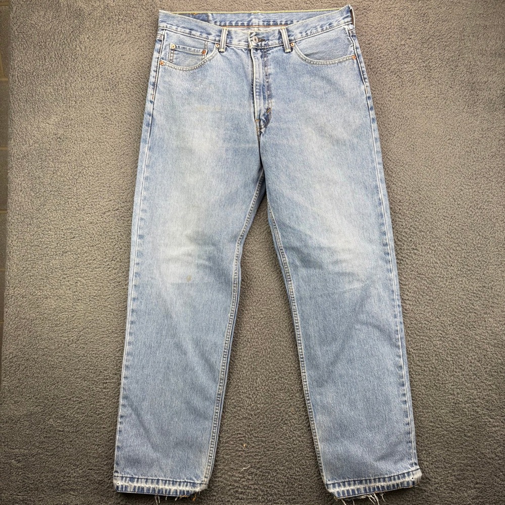 Levis 550 Relaxed Fit Tapered Leg Light Wash Blue Denim Jeans Mens 36x32